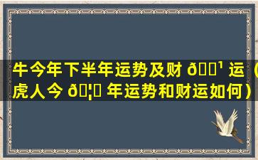 牛今年下半年运势及财 🌹 运（虎人今 🦄 年运势和财运如何）